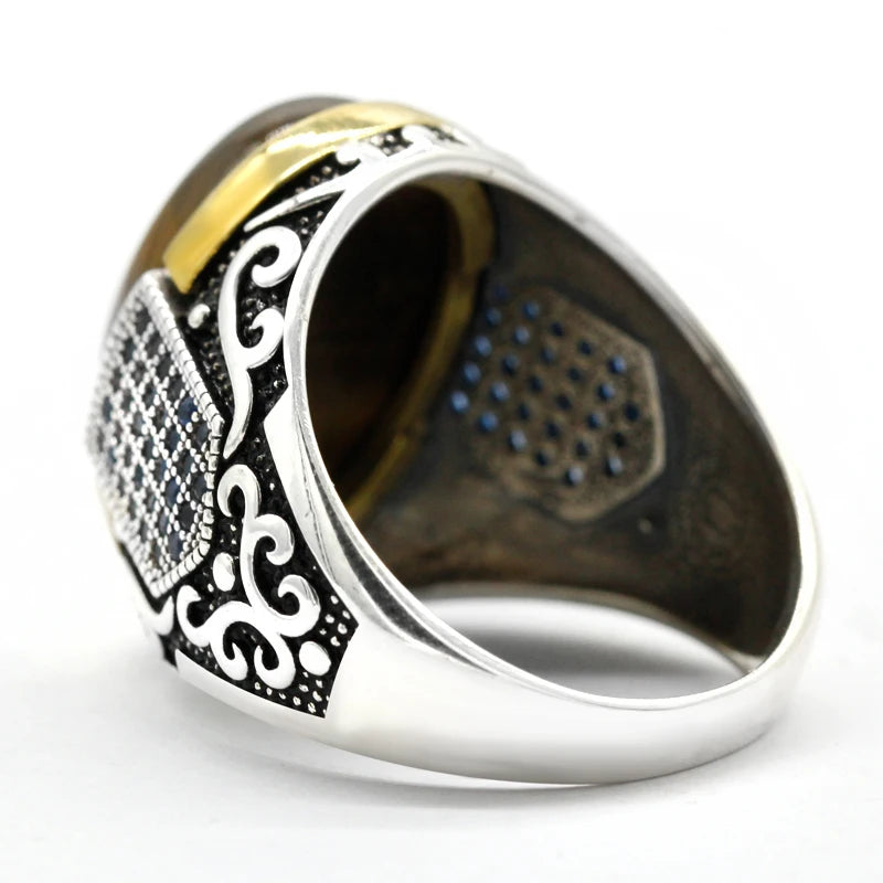 Genuine Sterling Silver Tiger's Eye Signet Ring