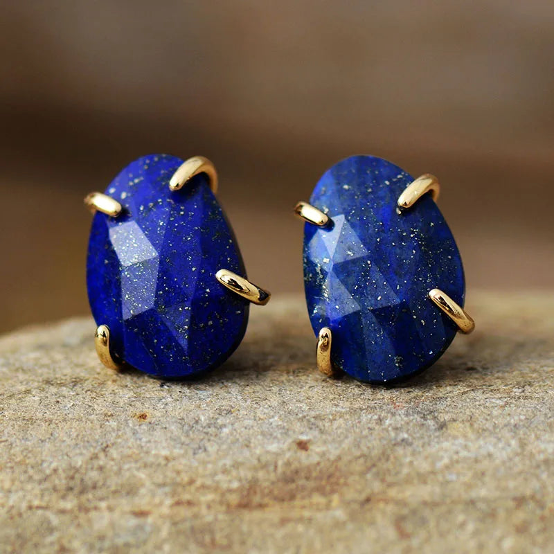 Luxury Semi-Precious Gemstone Stud Earrings