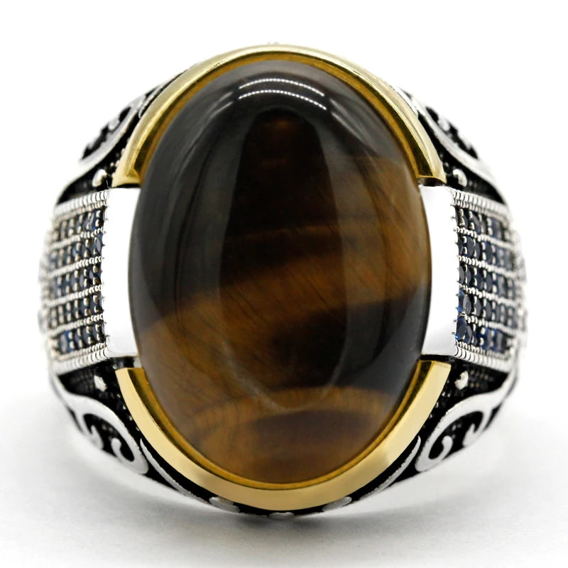 Genuine Sterling Silver Tiger's Eye Signet Ring