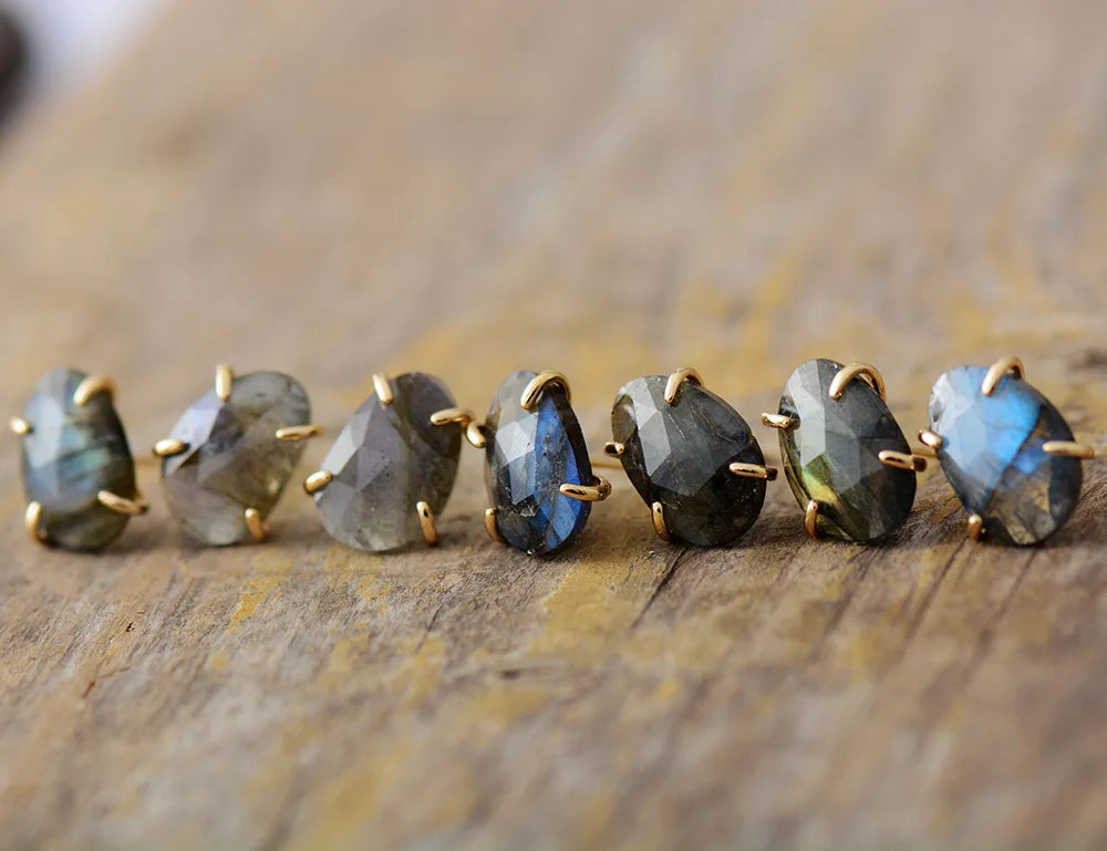 Luxury Semi-Precious Gemstone Stud Earrings