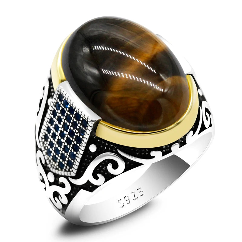 Genuine Sterling Silver Tiger's Eye Signet Ring