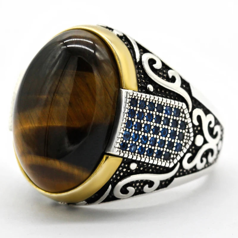 Genuine Sterling Silver Tiger's Eye Signet Ring