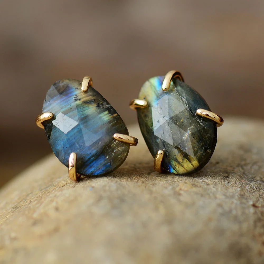 Luxury Semi-Precious Gemstone Stud Earrings
