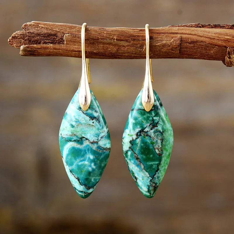 Handmade Natural Emperor Jasper Drop Earrings