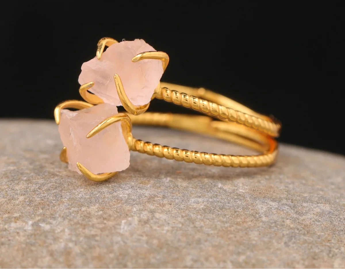 Natural Stone Claw Adjustable Finger Rings