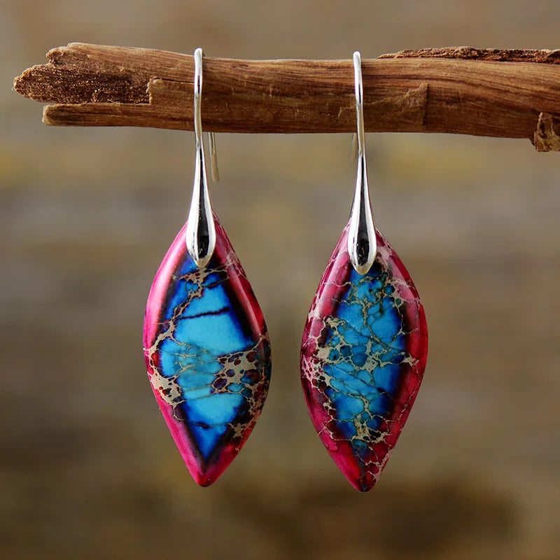 Handmade Natural Emperor Jasper Drop Earrings