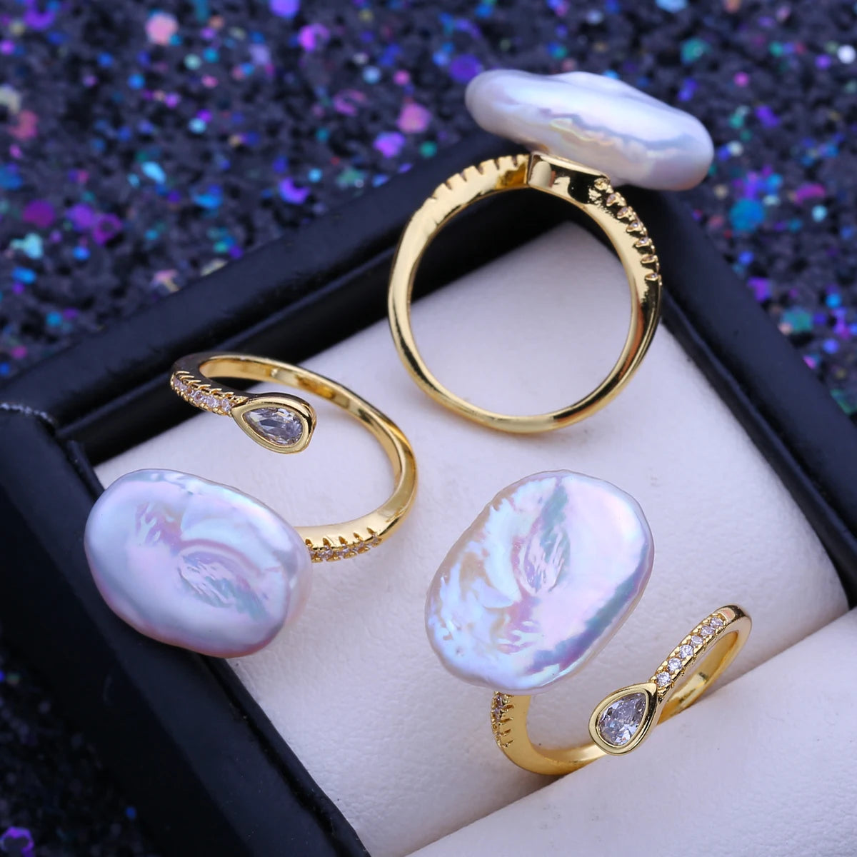 Adjustable Baroque Natural Freshwater Pearl Ring