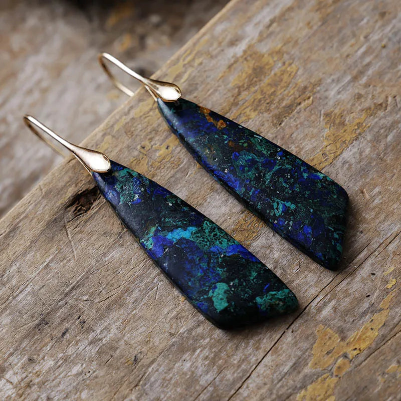 Handmade Geometric Emperor Jasper Dangle Earrings