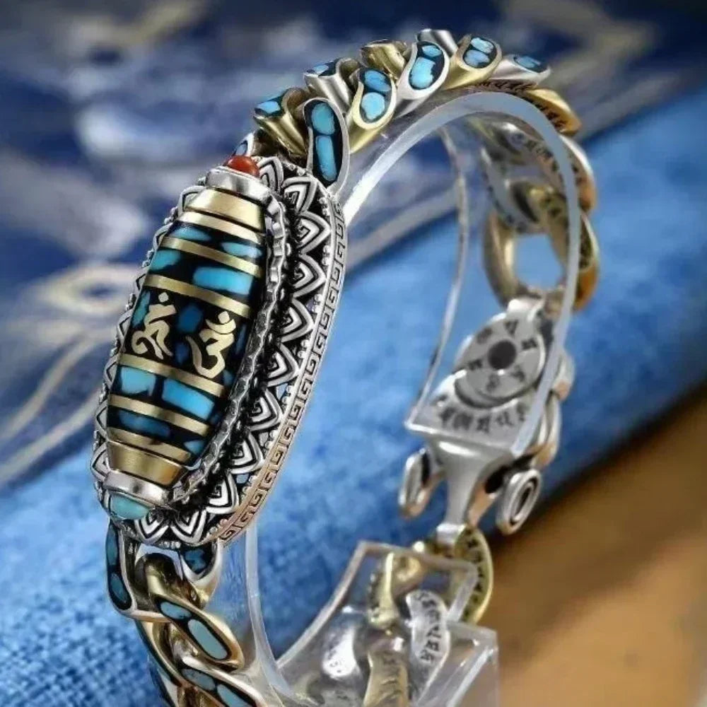 S925 Sterling Silver Six Character Mantra or Nine Eyes Tibetan Bracelet
