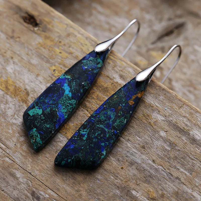 Handmade Geometric Emperor Jasper Dangle Earrings