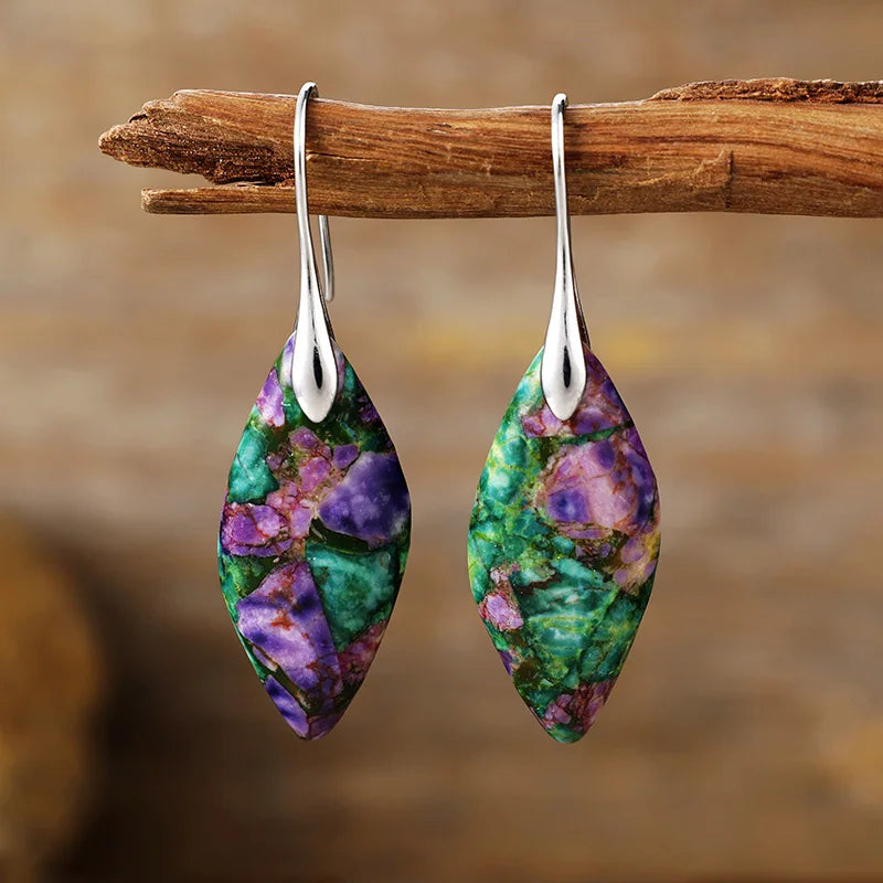 Handmade Natural Emperor Jasper Drop Earrings