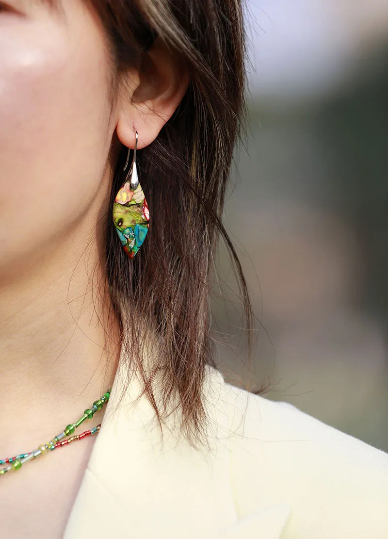 Handmade Natural Emperor Jasper Drop Earrings