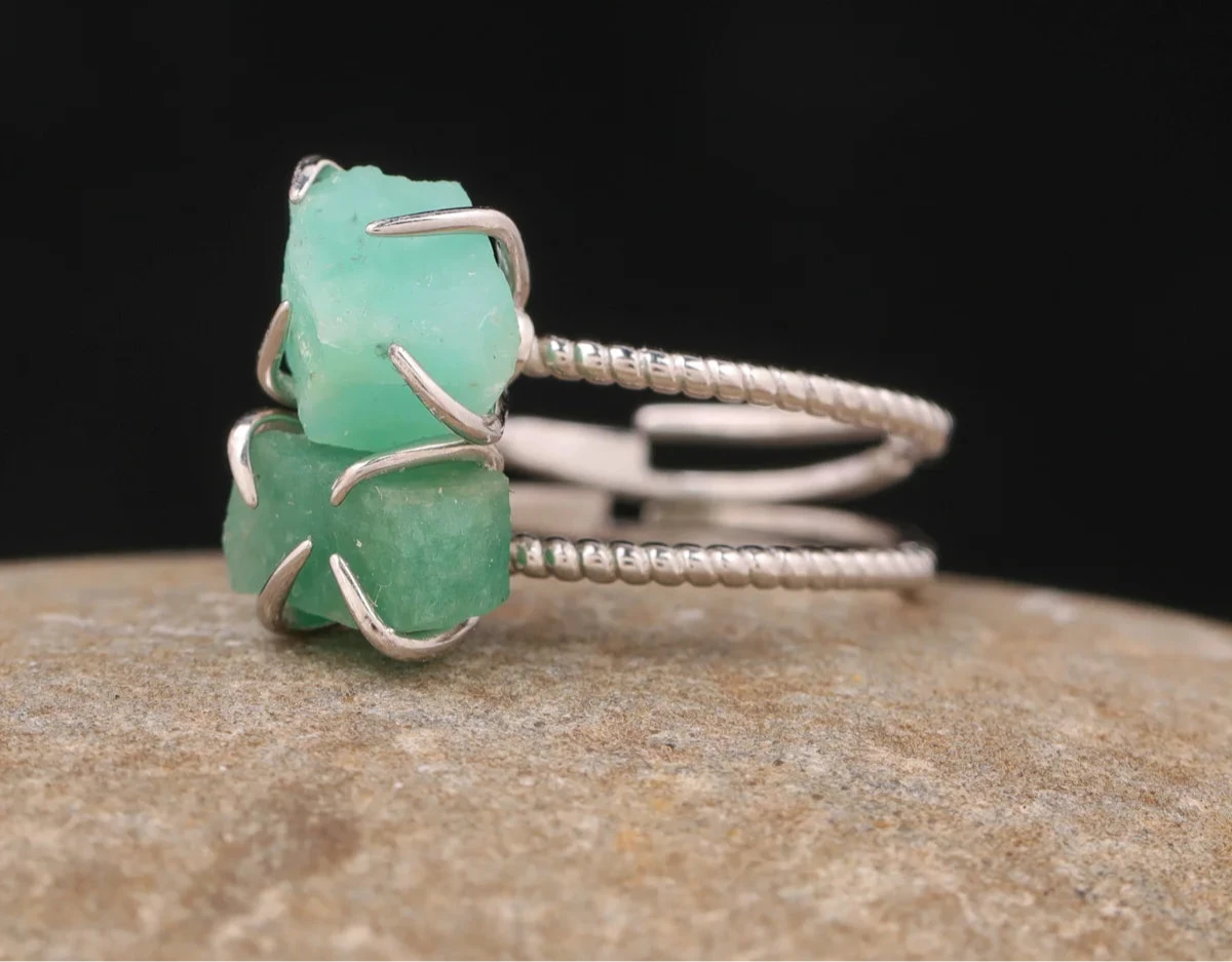 Natural Stone Claw Adjustable Finger Rings
