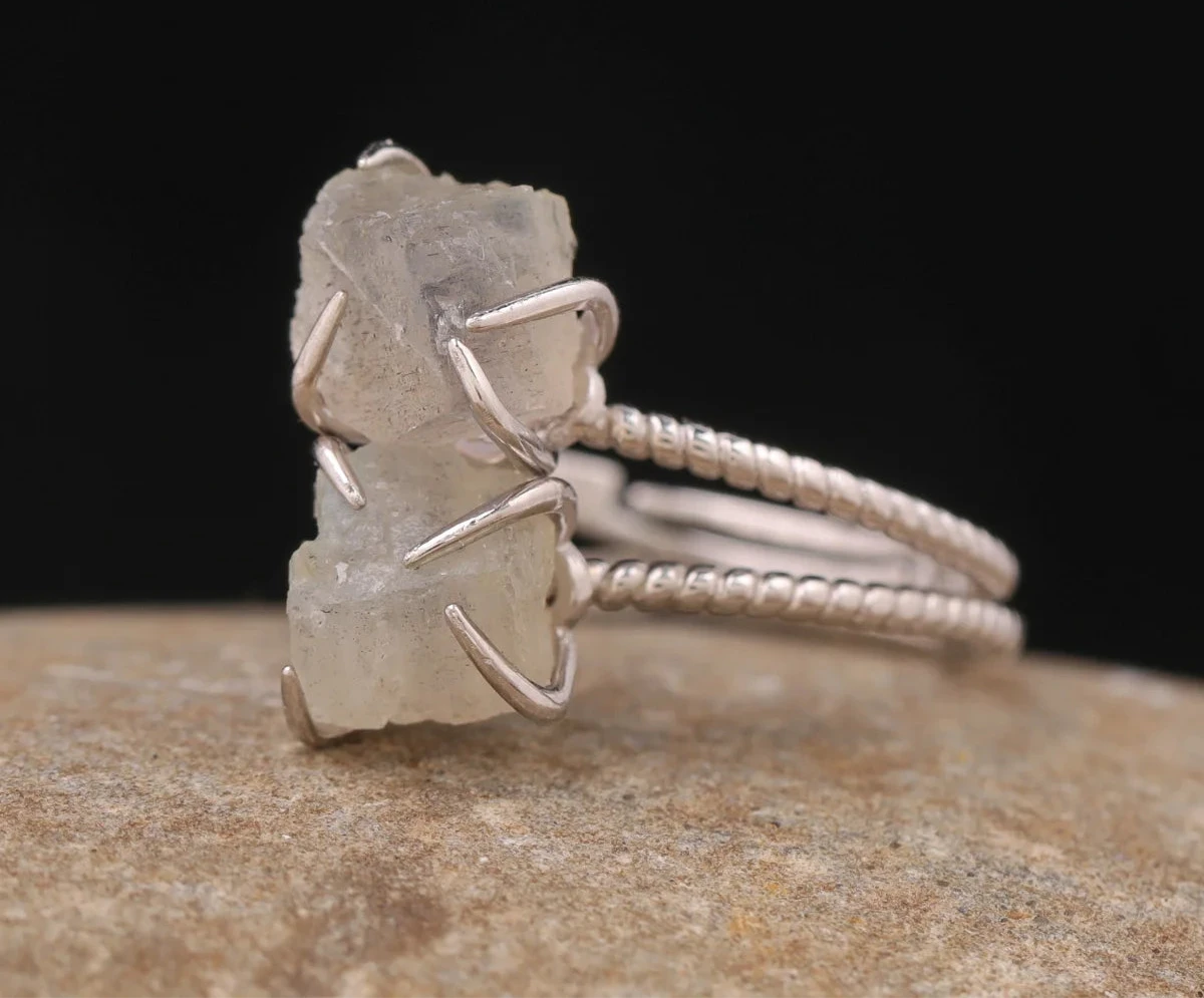 Natural Stone Claw Adjustable Finger Rings