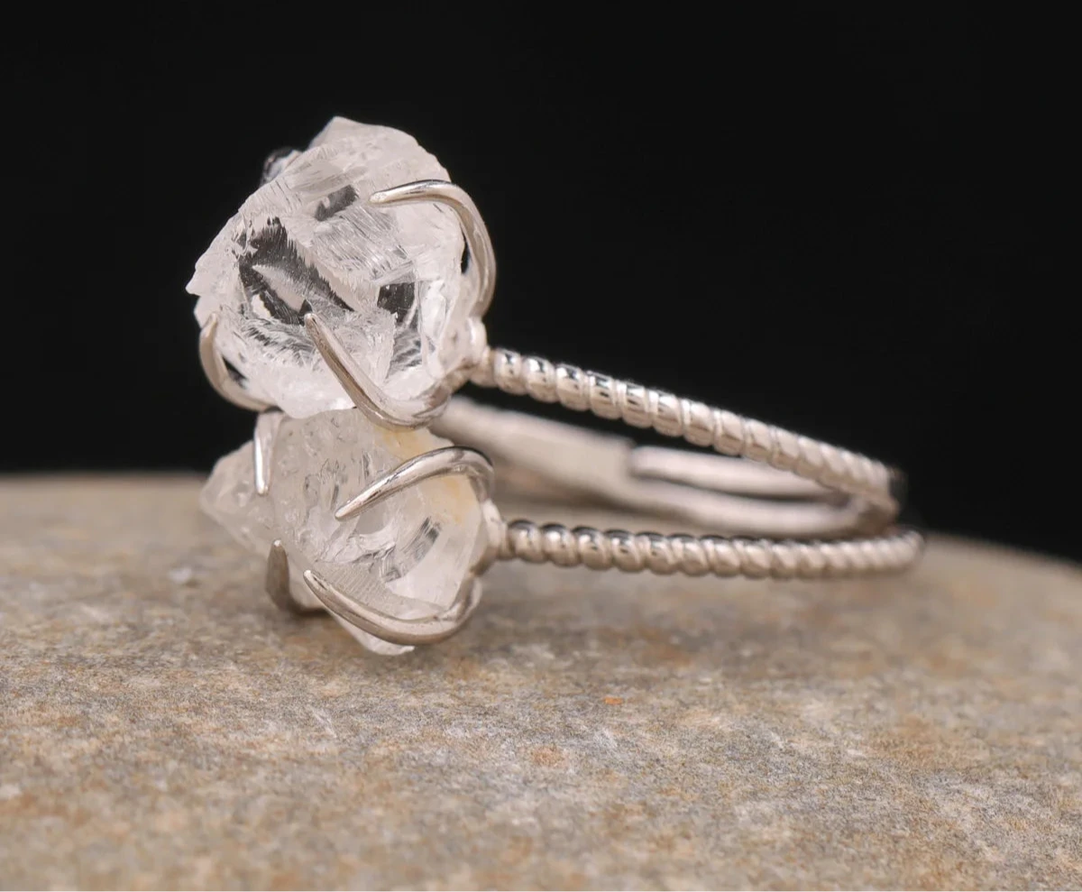 Natural Stone Claw Adjustable Finger Rings