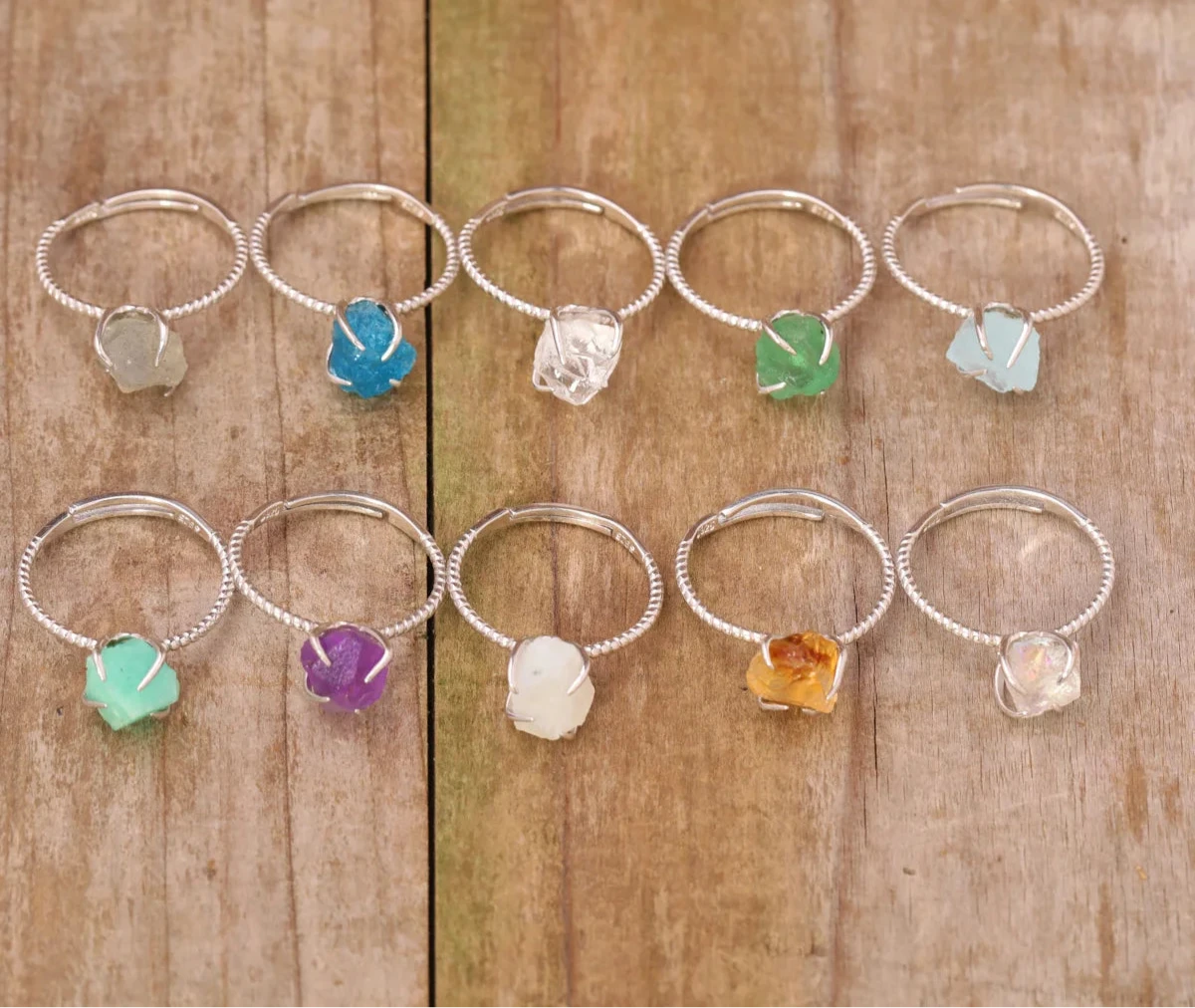 Natural Stone Claw Adjustable Finger Rings