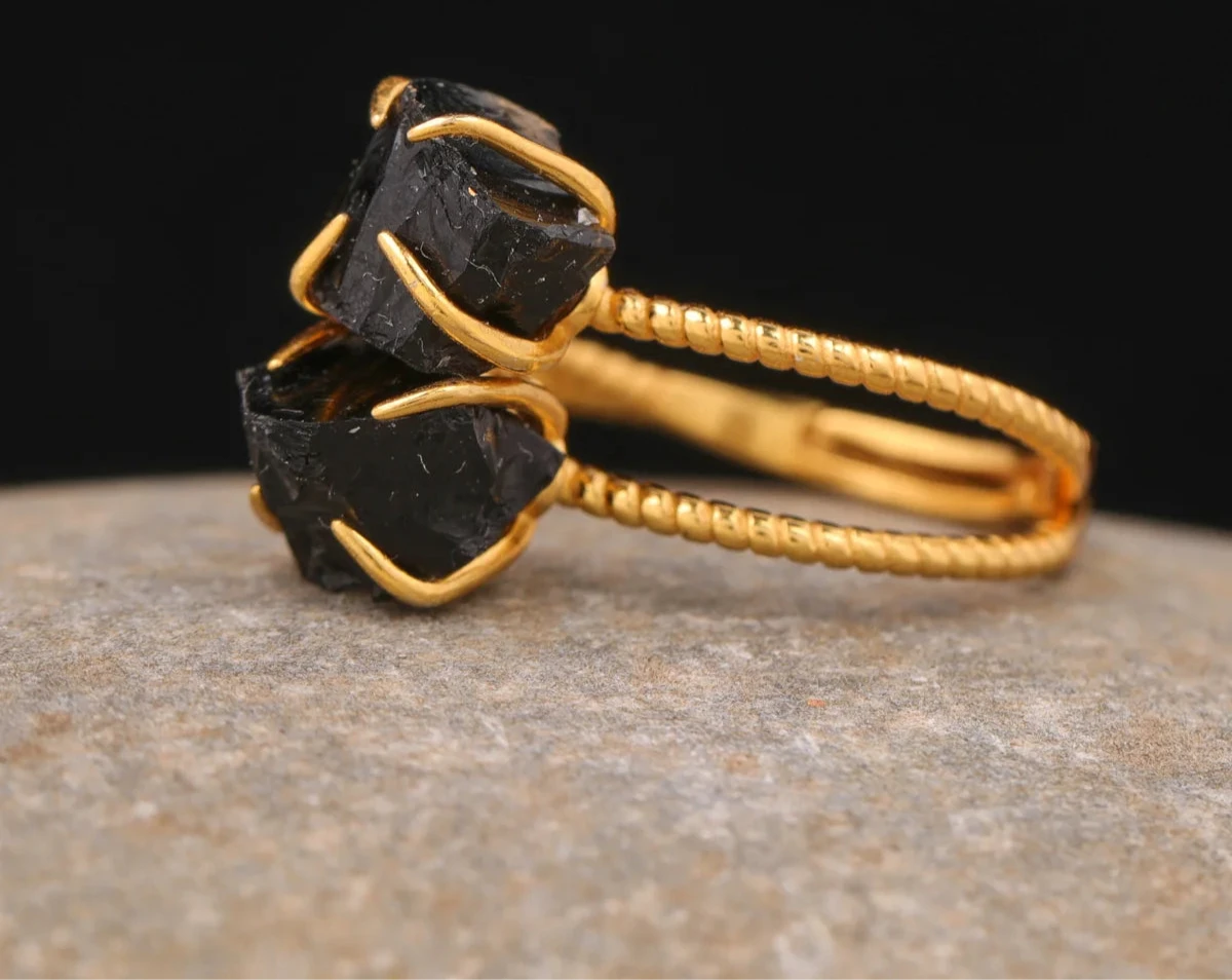 Natural Stone Claw Adjustable Finger Rings