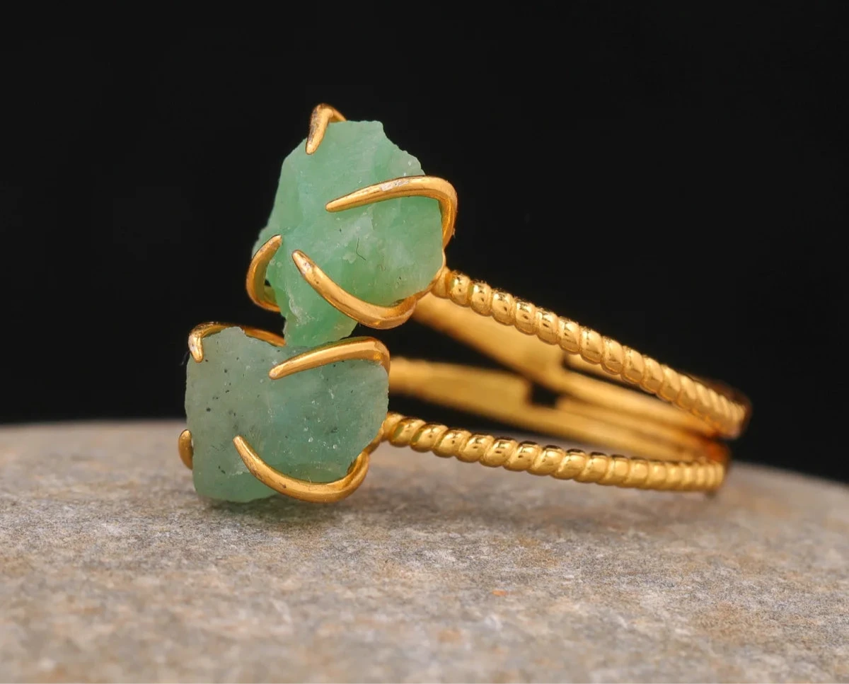 Natural Stone Claw Adjustable Finger Rings