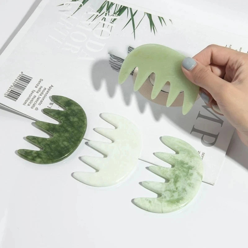 Natural Jade Massaging Comb and Gua Sha Board