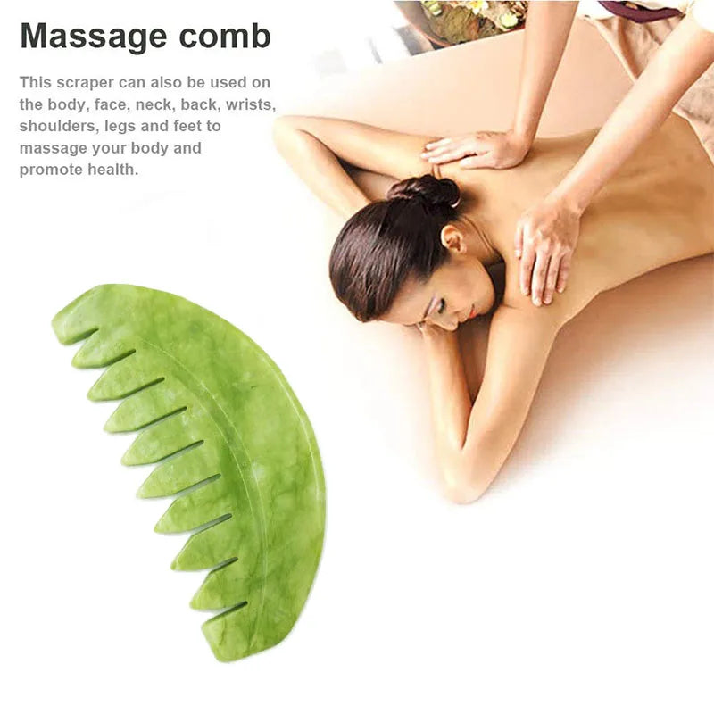 Natural Jade Massaging Comb and Gua Sha Board