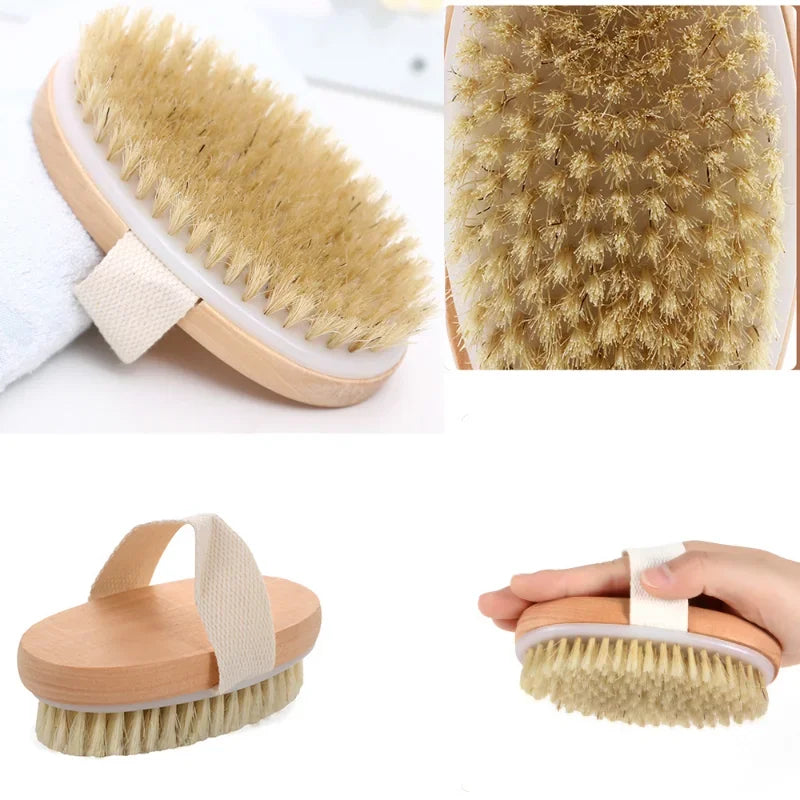 Natural Bristle Wet/Dry Skin Body Brush