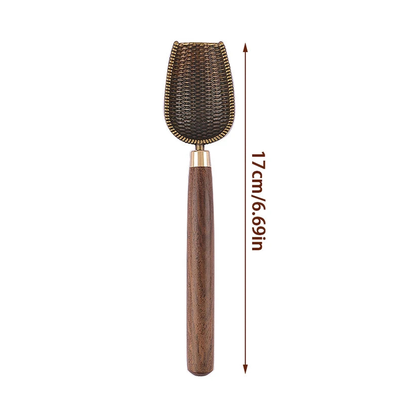 Vintage Ebony Tea Spoon and Tea Shovel Set Metal/Solid Wood Handle Retro Creative Tea Shovel