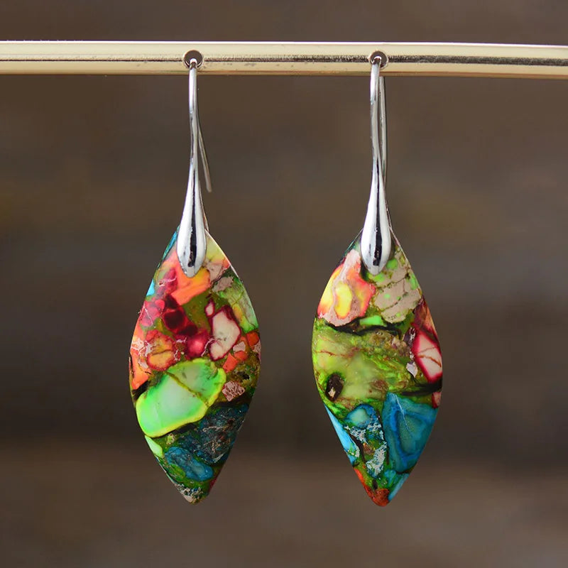 Handmade Natural Emperor Jasper Drop Earrings