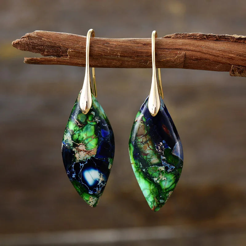 Handmade Natural Emperor Jasper Drop Earrings