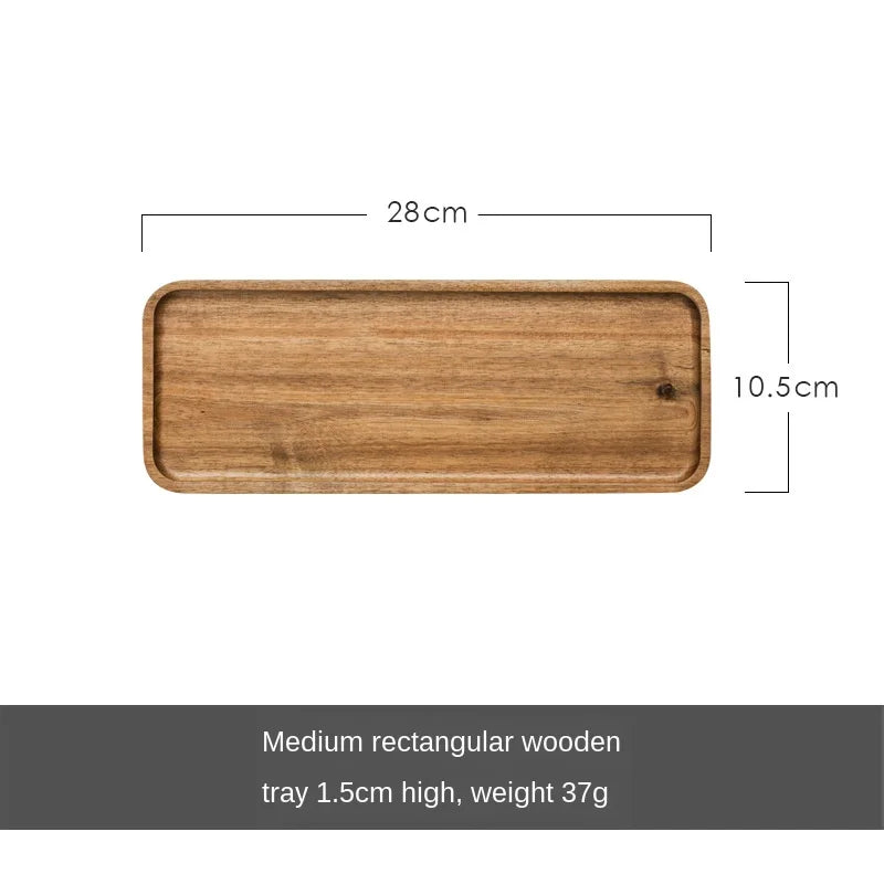 Rectangle Wooden Tea Tray Serving Table Plate Snacks Food Storage Dish for Hotel Home