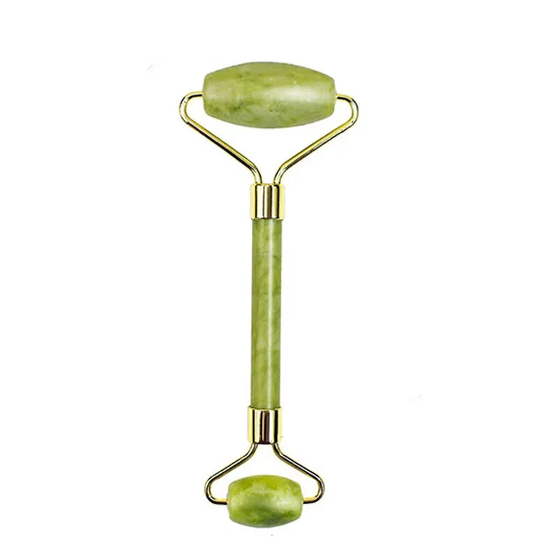 Natural Jade Roller Massager and Double-end Gua Sha Jade Stone