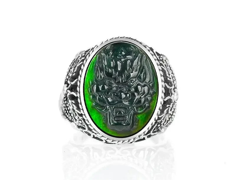 Real Burmese Jade 925 Sterling Silver Vintage Adjustable Ring