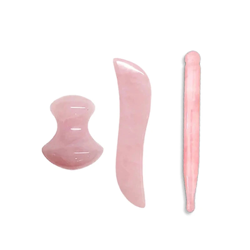 100% Natural Rose Quartz Jade Roller & Gua Sha Anti Aging Tools