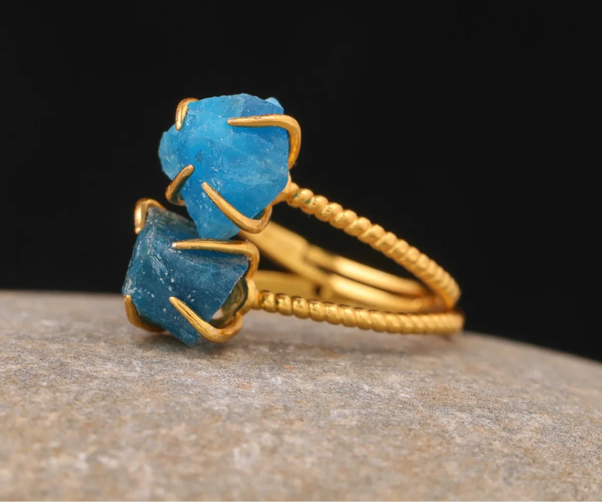 Natural Stone Claw Adjustable Finger Rings