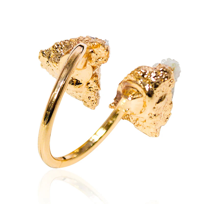 Natural Druzy Crystal Adjustable Ring