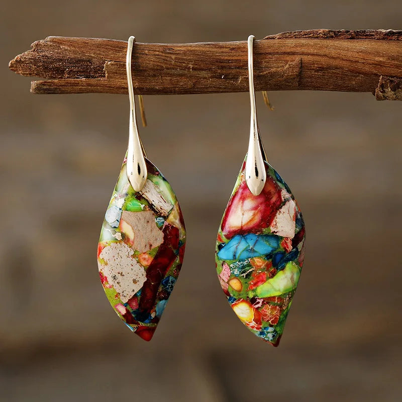 Handmade Natural Emperor Jasper Drop Earrings