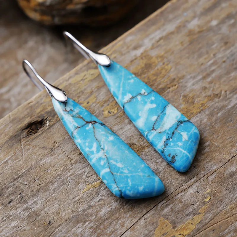 Handmade Geometric Emperor Jasper Dangle Earrings