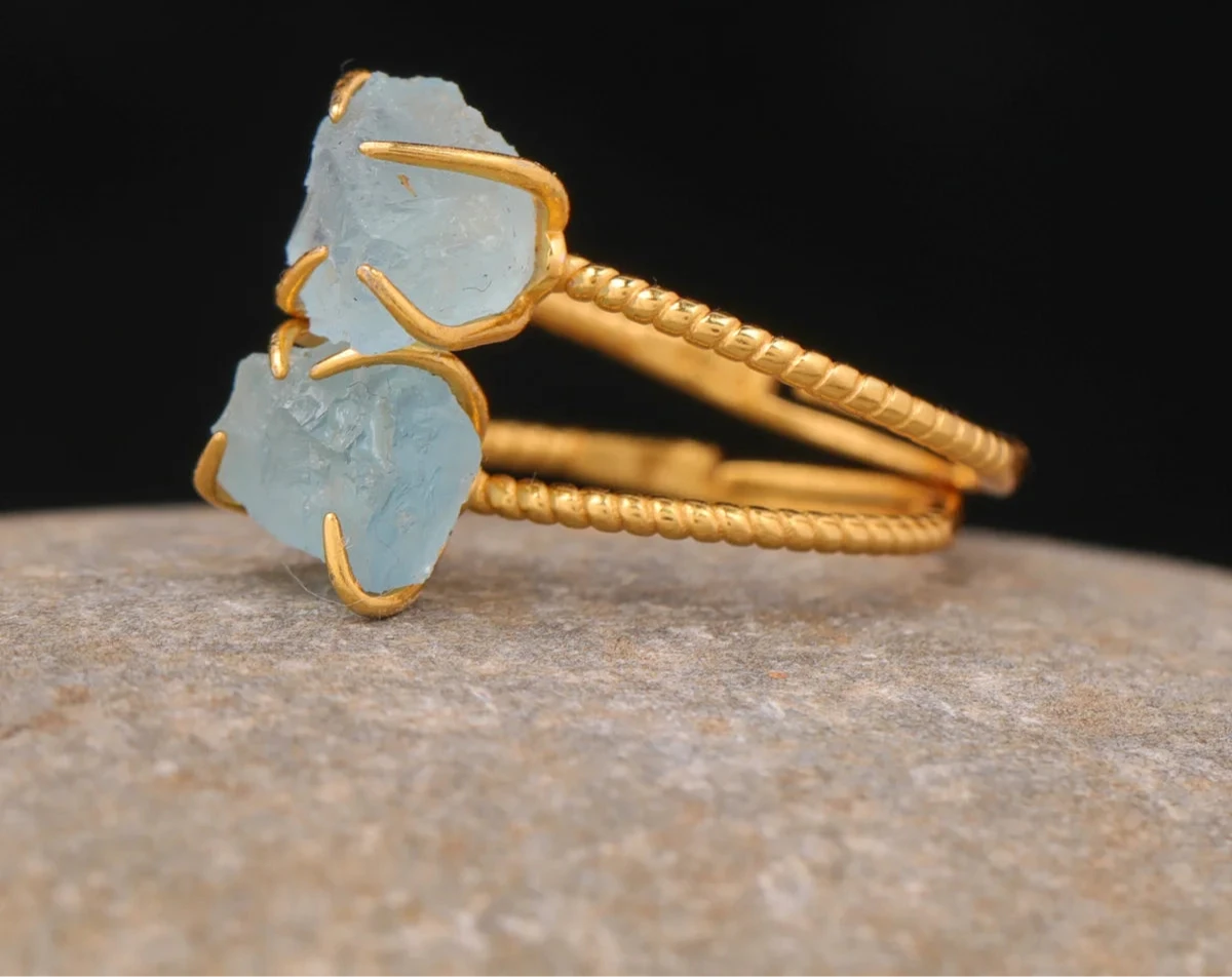 Natural Stone Claw Adjustable Finger Rings