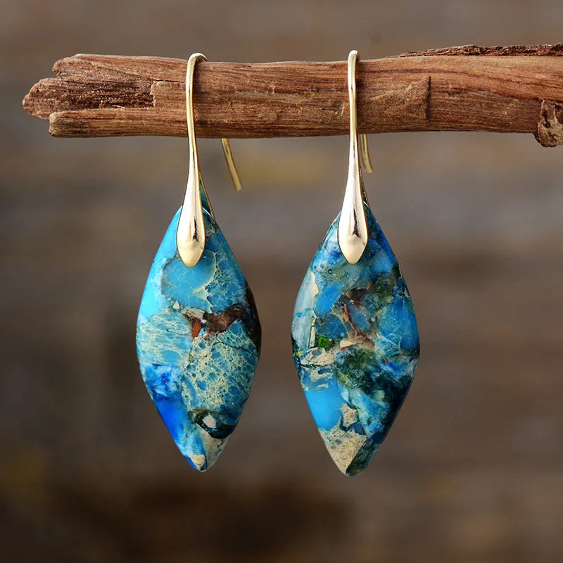 Handmade Natural Emperor Jasper Drop Earrings