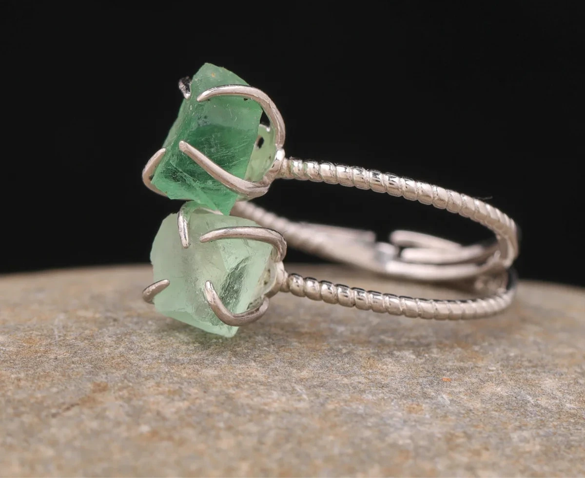 Natural Stone Claw Adjustable Finger Rings