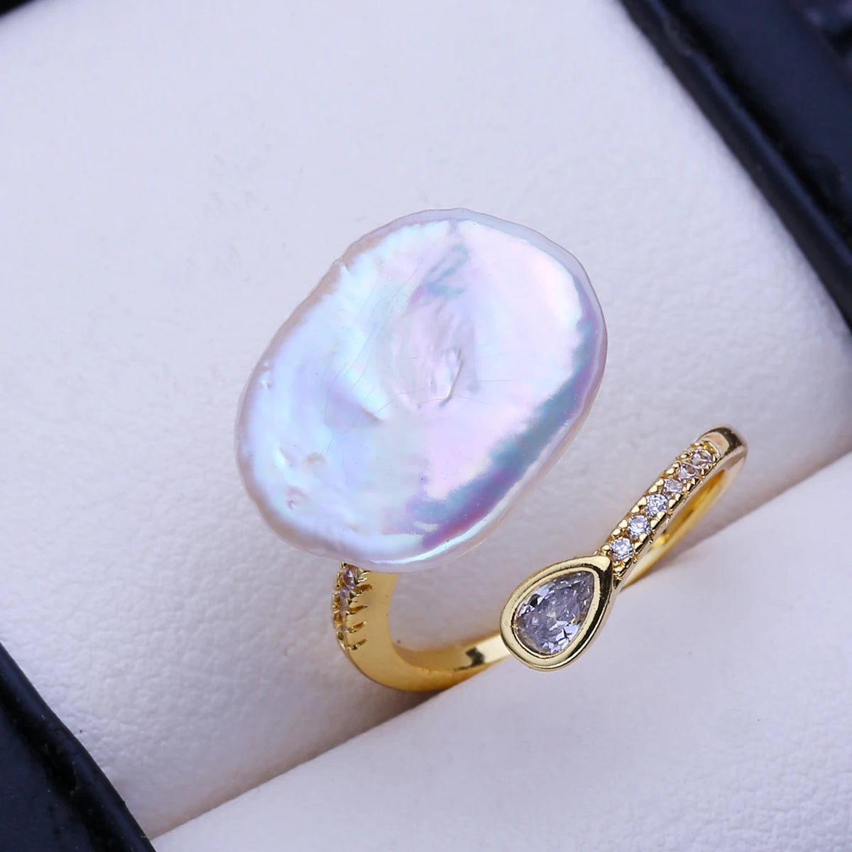 Adjustable Baroque Natural Freshwater Pearl Ring