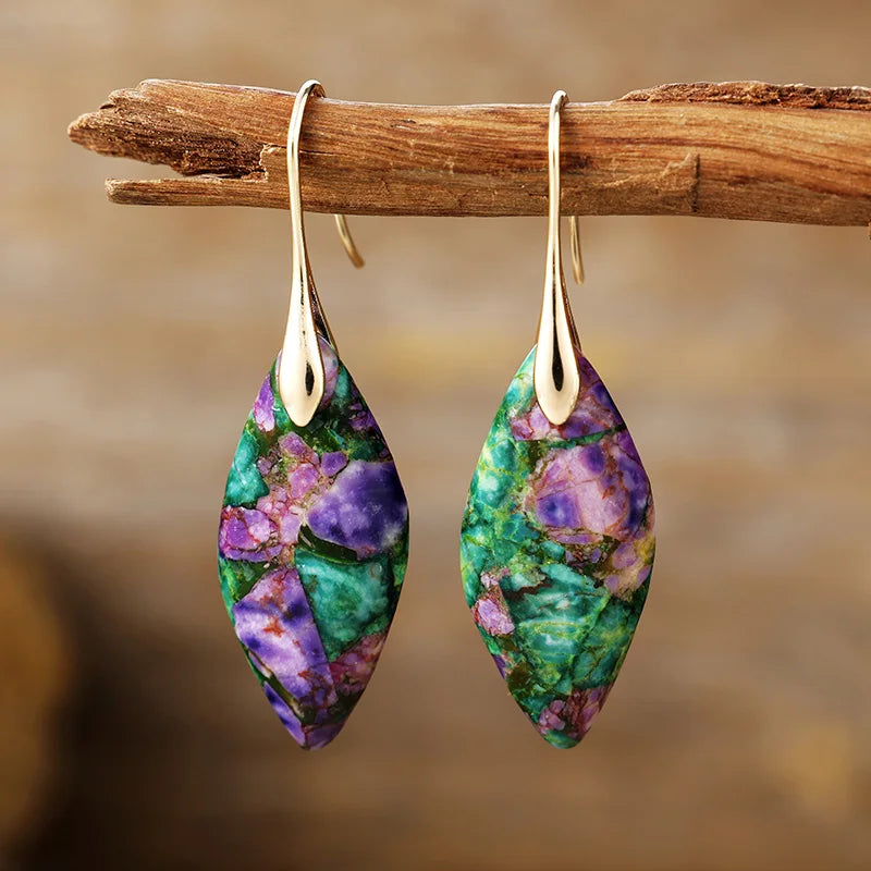 Handmade Natural Emperor Jasper Drop Earrings