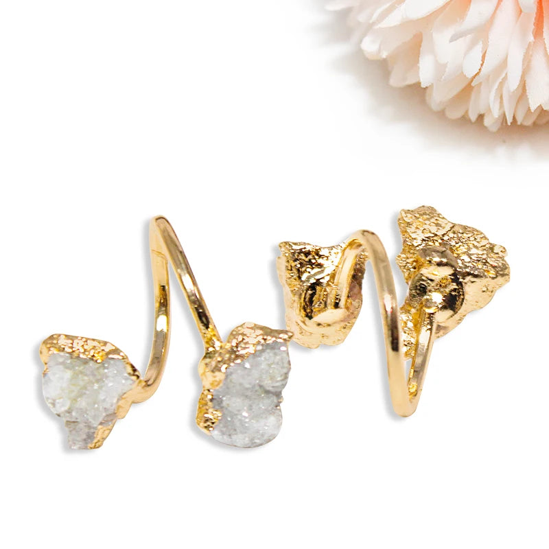Natural Druzy Crystal Adjustable Ring