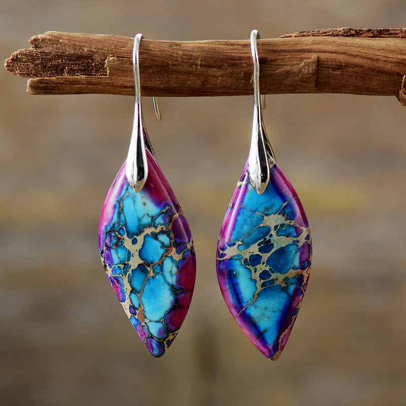 Handmade Natural Emperor Jasper Drop Earrings