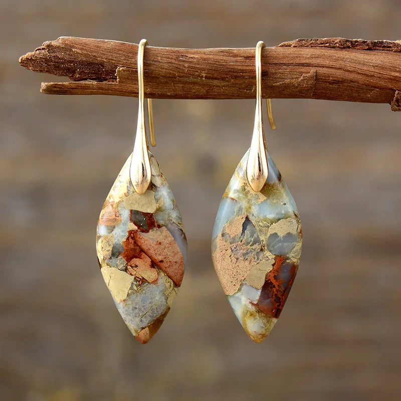 Handmade Natural Emperor Jasper Drop Earrings