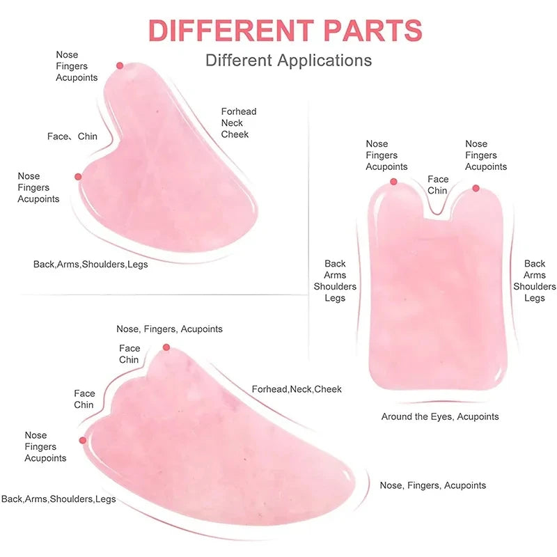 100% Natural Rose Quartz Jade Roller & Gua Sha Anti Aging Tools