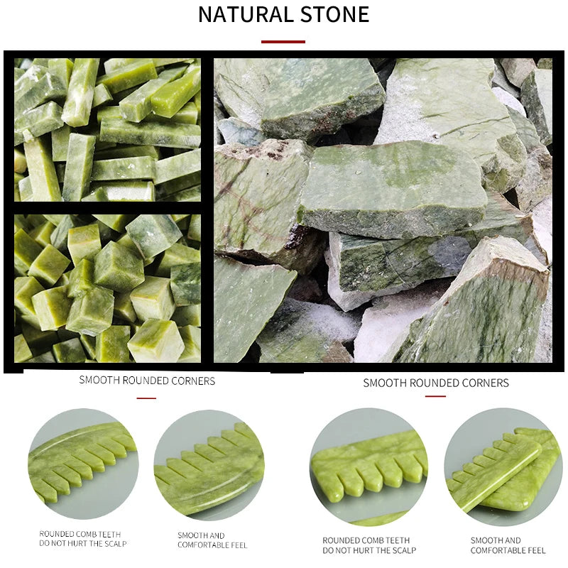 Natural Jade Massaging Comb and Gua Sha Board