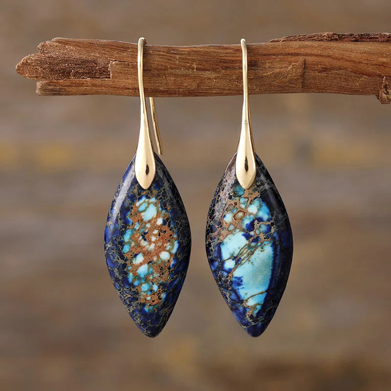 Handmade Natural Emperor Jasper Drop Earrings