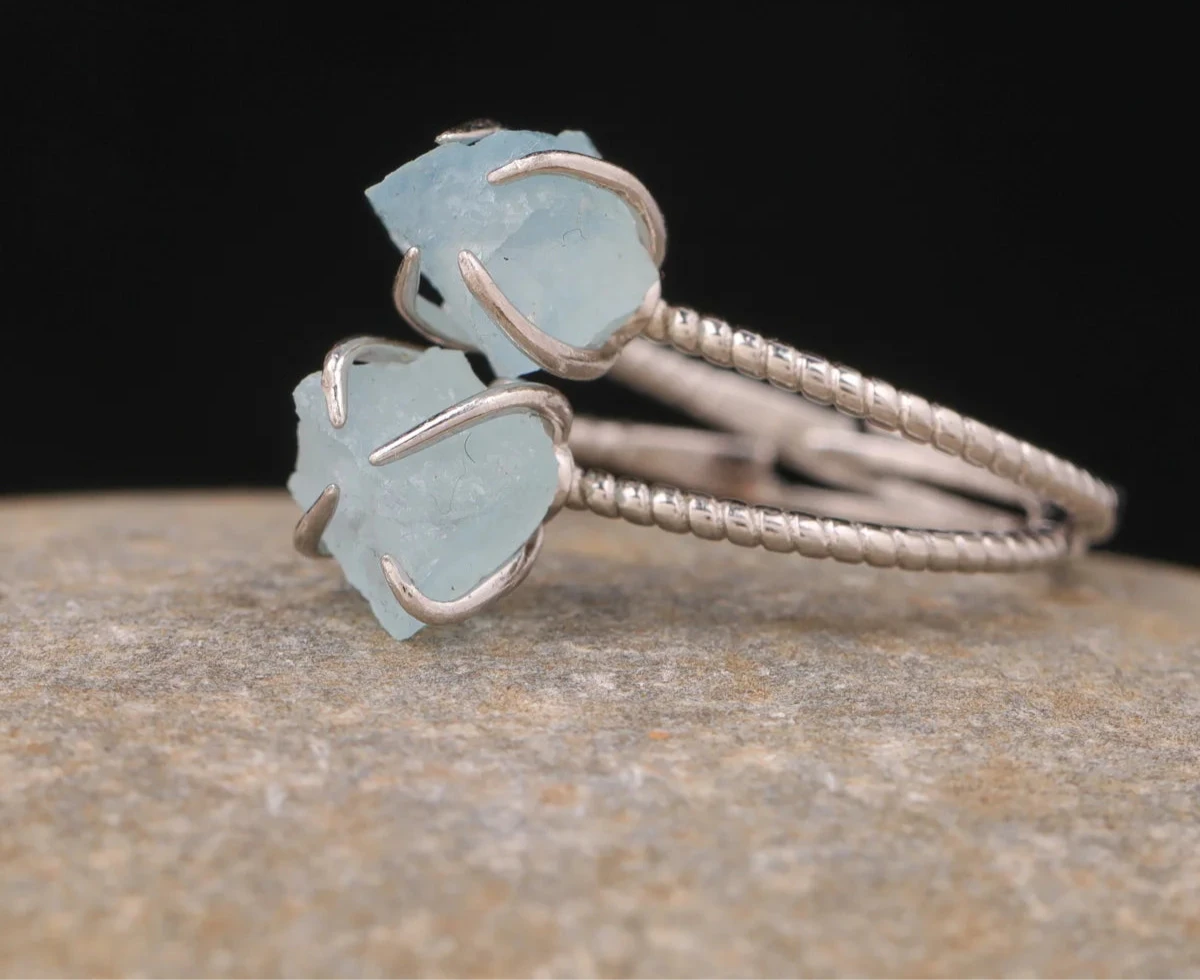 Natural Stone Claw Adjustable Finger Rings