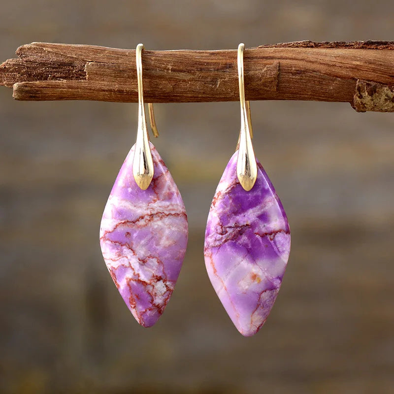 Handmade Natural Emperor Jasper Drop Earrings