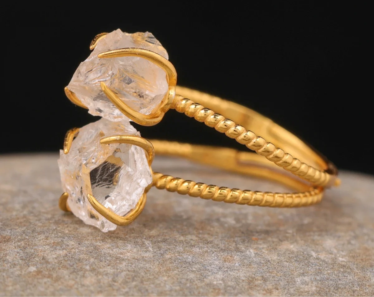 Natural Stone Claw Adjustable Finger Rings